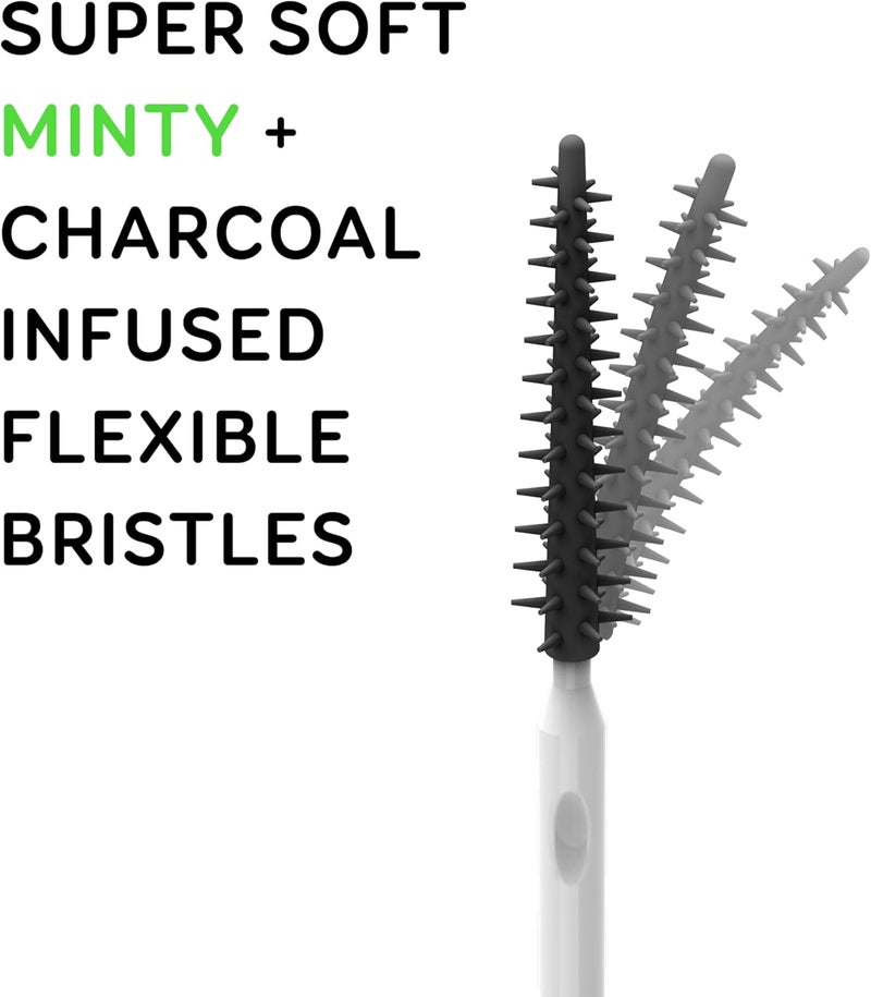 GRIN Charcoal Infused Softstx, Gentle Dental Picks, 90 Count, Soft Flexible Bristles, Textured Plaque Removing Toothpick, Minty Flavor, for Between Teeth, Refillable Hygienic Case - Image 3